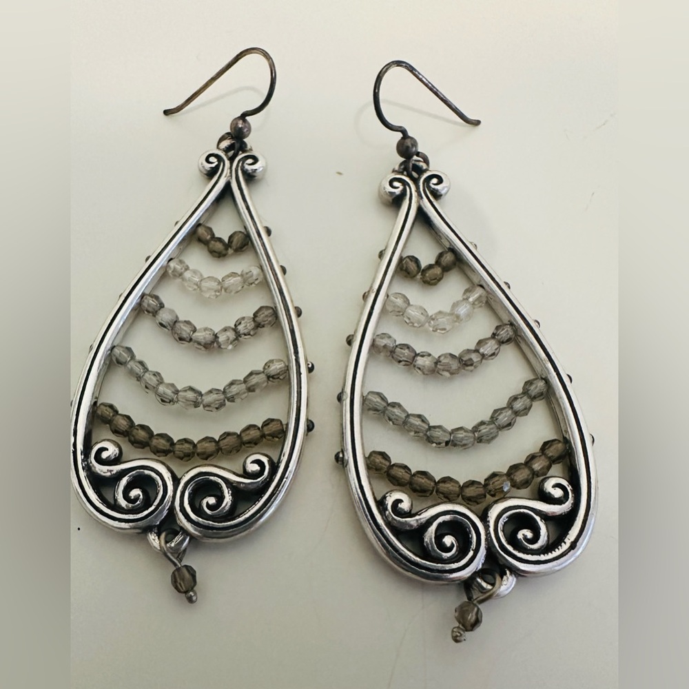 Brighton: Silver Dangle earrings with natural colored crystals